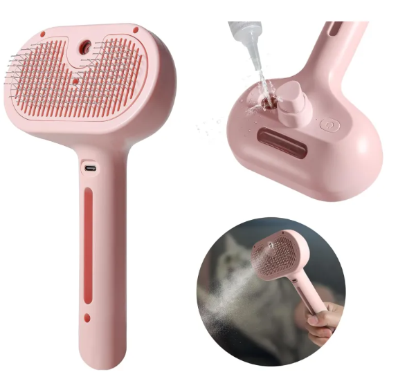 Pet Hair Spray Brush – 2-in-1 Grooming & Detangling Sprayer