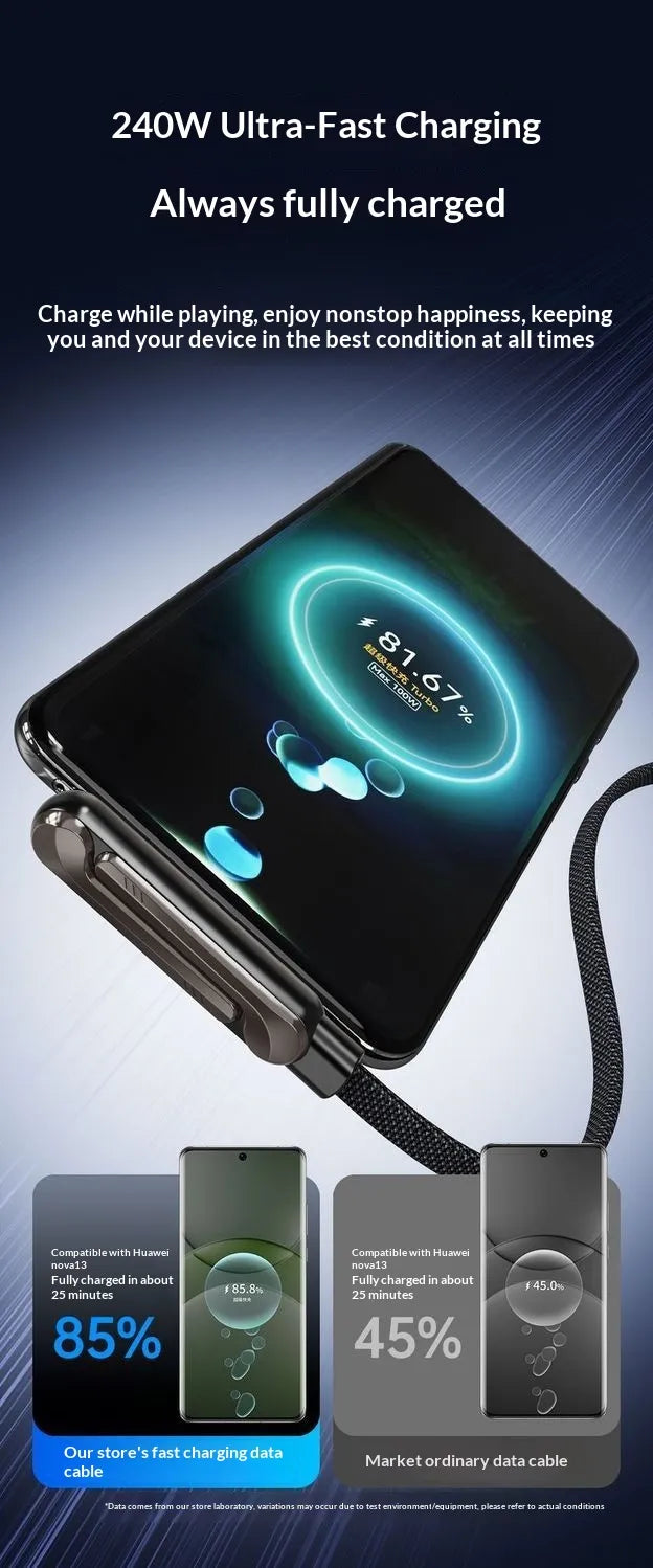 SPARKFLOW 2-in-1 Foldable Stand 240W Fast Charging Cable