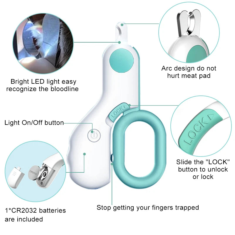 ClawBeam™ LED Pet Nail Clippers for Cats & Small Dogs