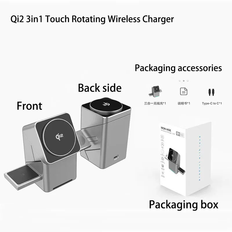 TriDock™ Qi2 3-in-1 Magnetic Wireless Charger Stand