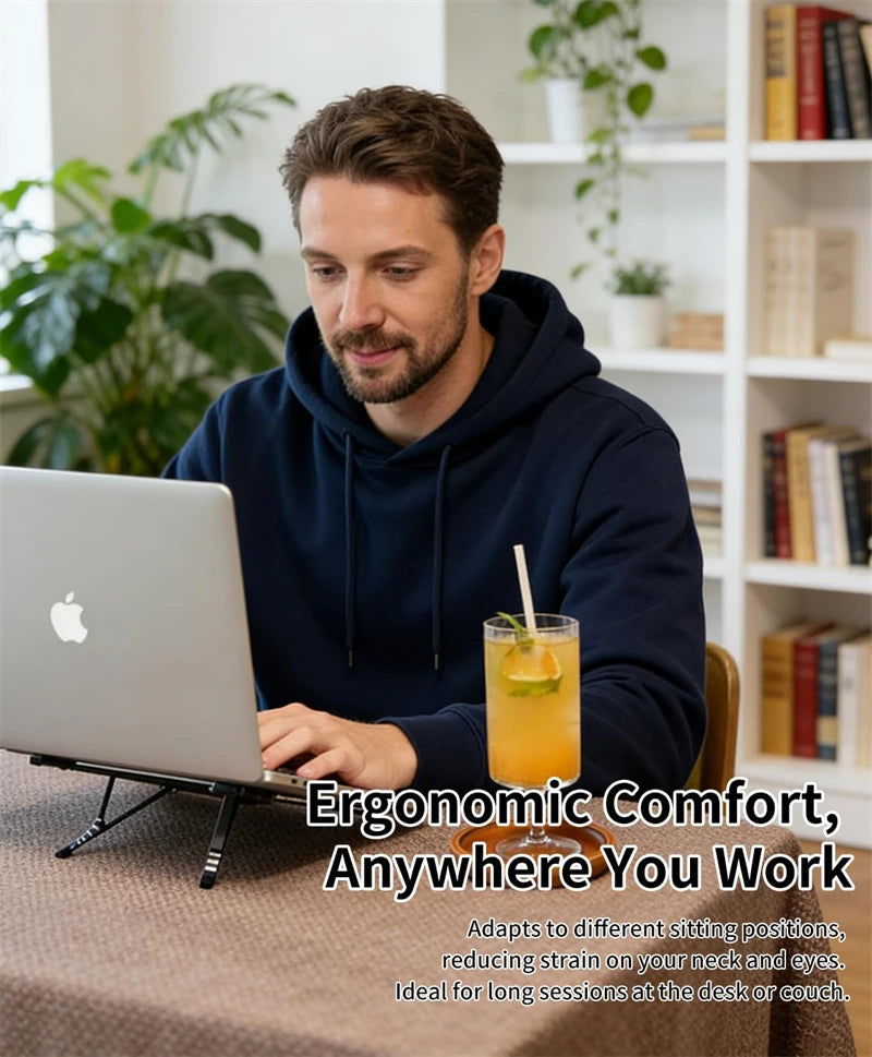 FlexRise™ Foldable Multi-Device Stand – 8-Level Height, Phone, Tablet & Laptop