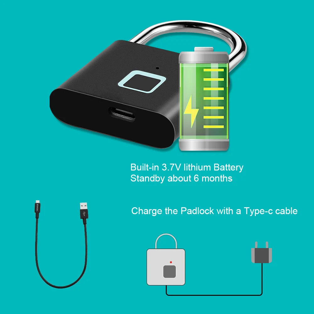TouchLock™ Rechargeable Fingerprint Padlock