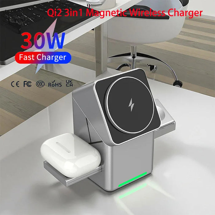 TriDock™ Qi2 3-in-1 Magnetic Wireless Charger Stand