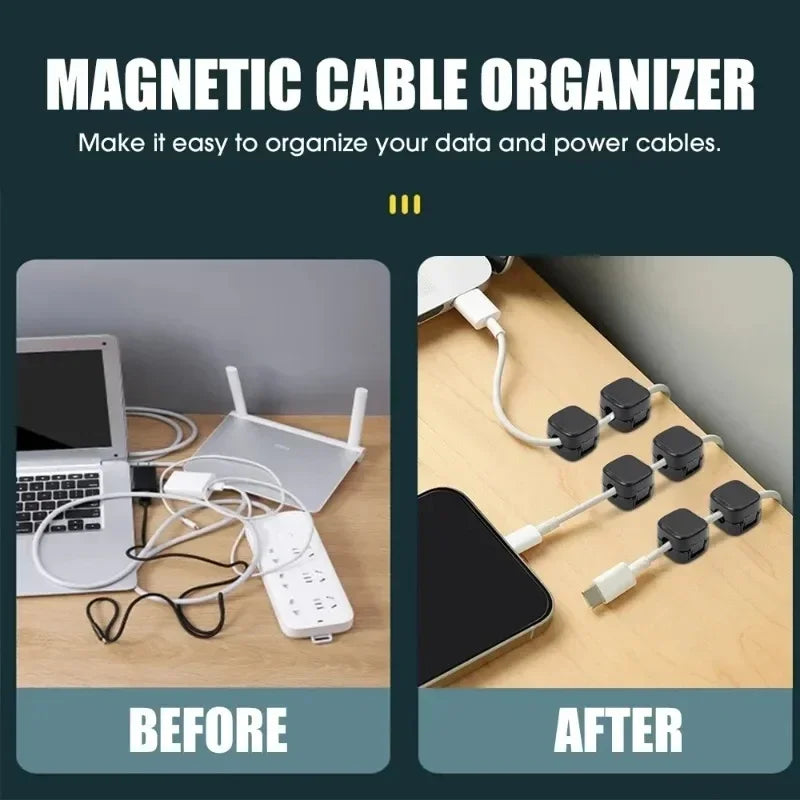 SnapClip™ Magnetic Cable Clip Organizer – Adhesive Desk Wire Holder (1 or 6-Pack)