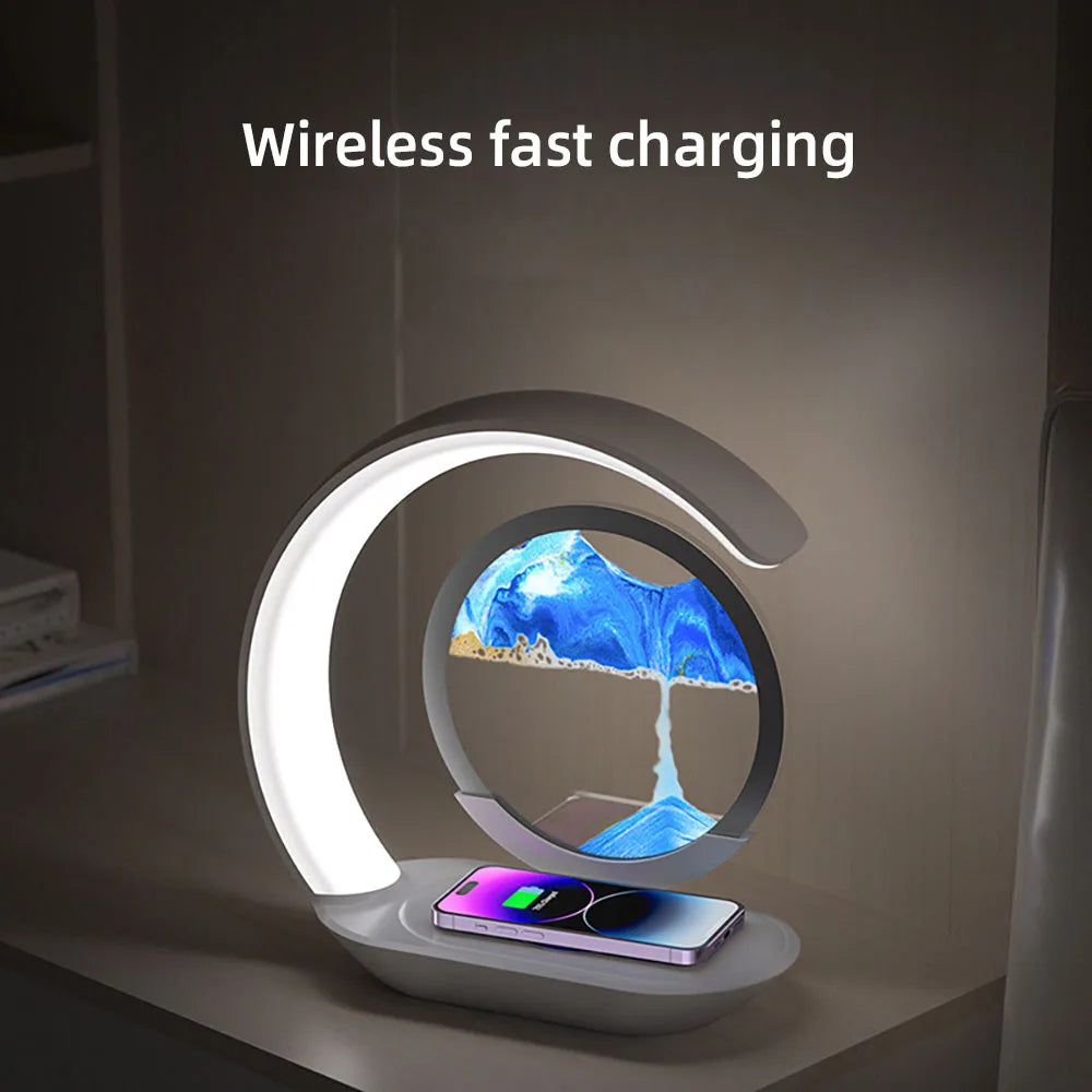 SandGlow™ Sand Art Lamp with Wireless Charger