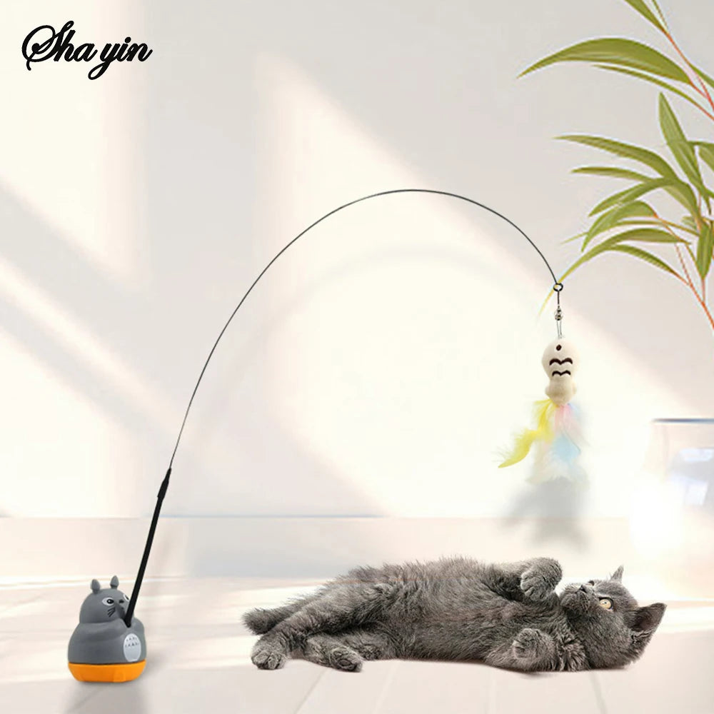 PounceSpin™ 360° Interactive Feather Cat Toy with Suction Cup Base