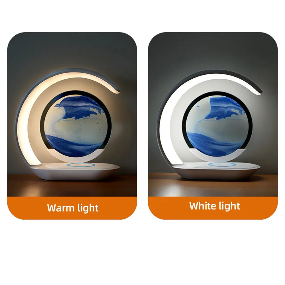SandGlow™ Sand Art Lamp with Wireless Charger