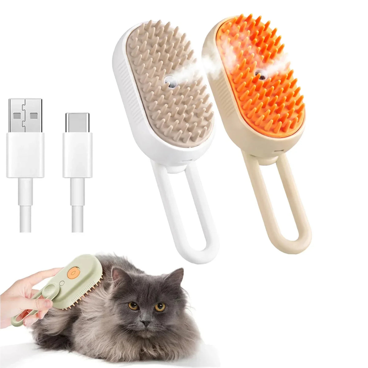MistPaw™ Rechargeable Pet Grooming Brush with Spray