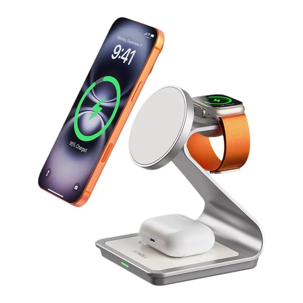 MagDock™ 3-in-1 Magnetic Wireless Charging Station