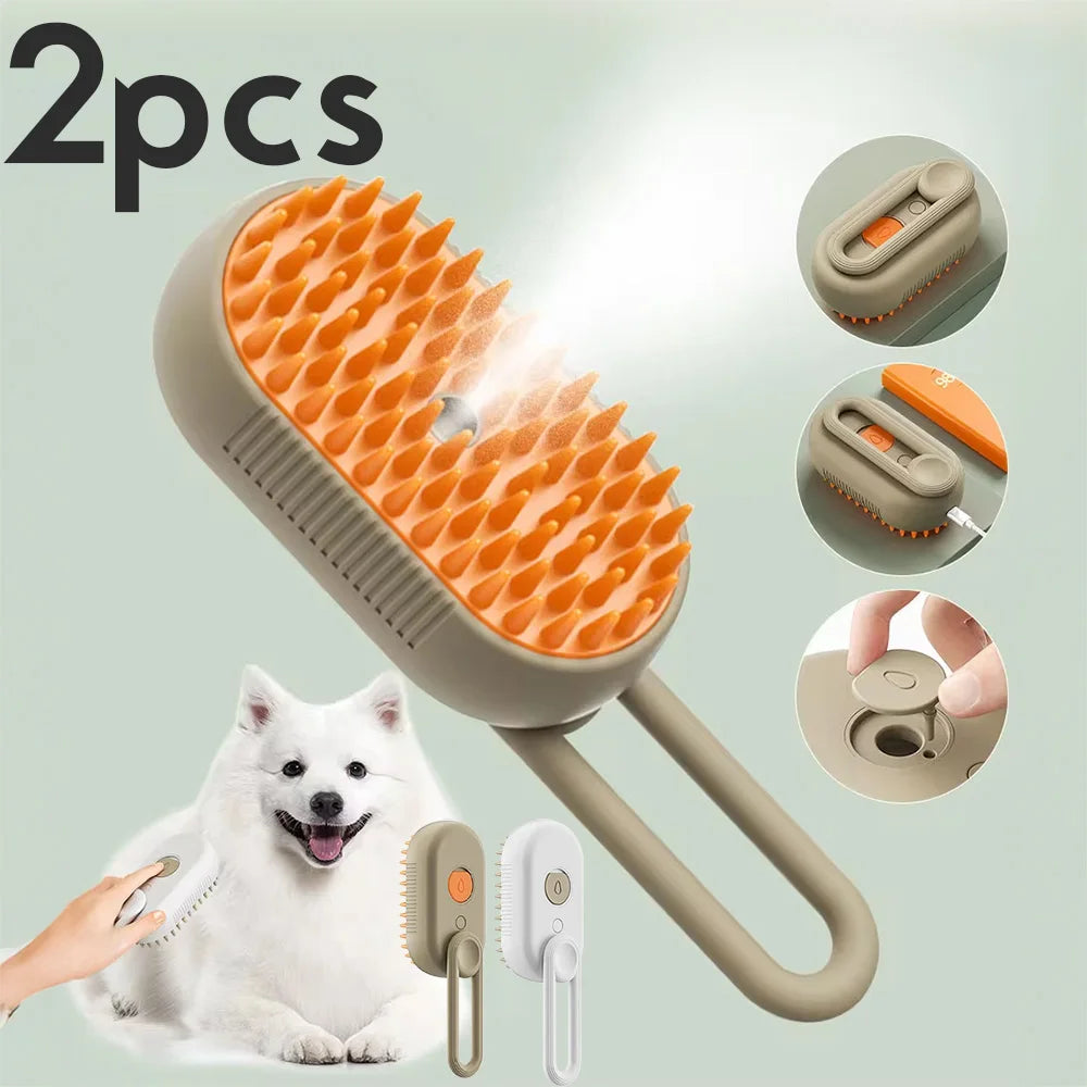MistPaw™ Rechargeable Pet Grooming Brush with Spray