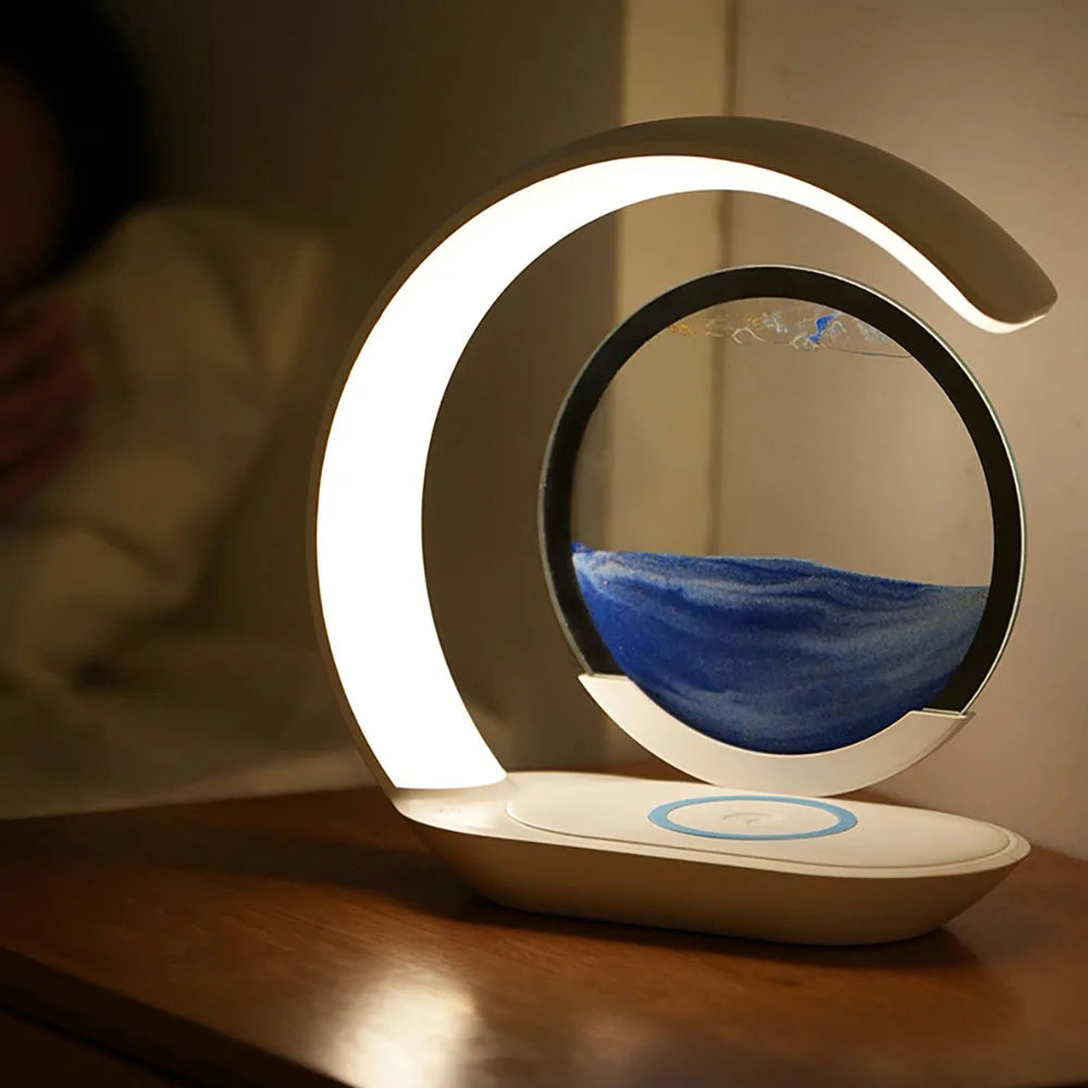 SandGlow™ Sand Art Lamp with Wireless Charger