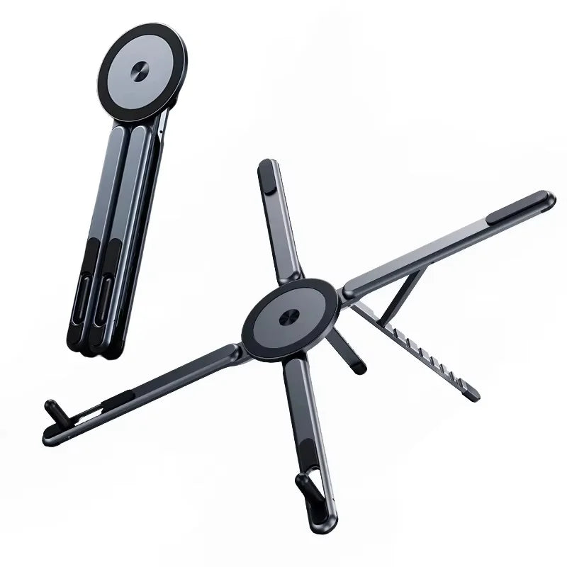 Black and silver adjustable stand on a white background