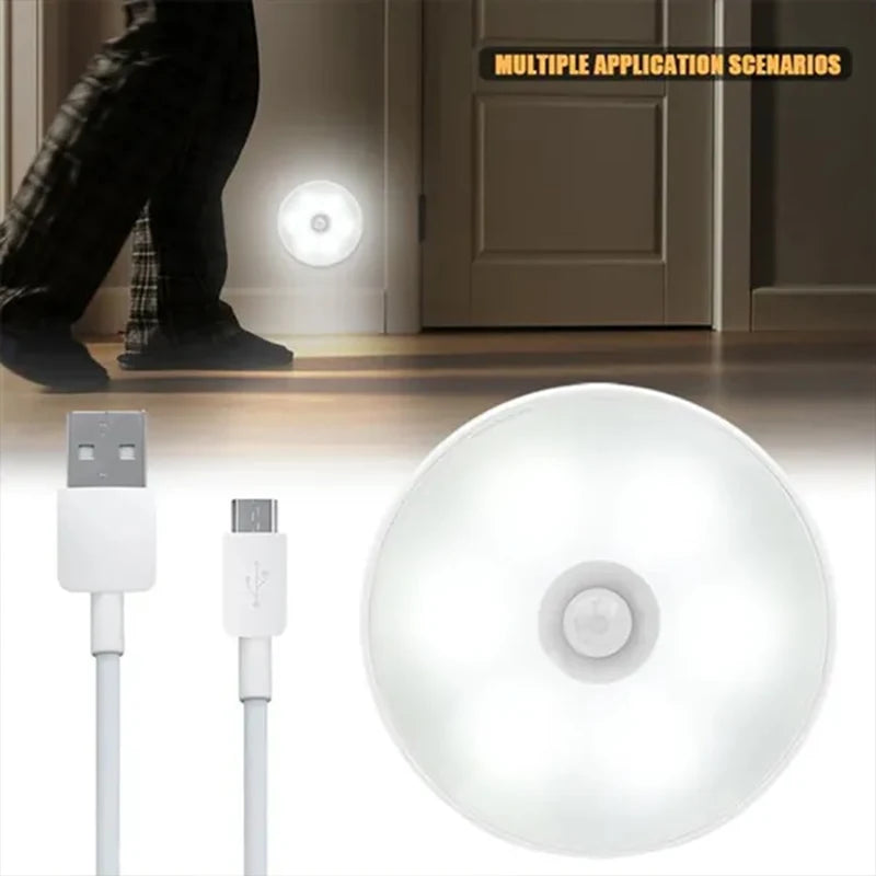 GlowSense™ Motion Sensor LED Night Light – USB Rechargeable, 4–6 Pack