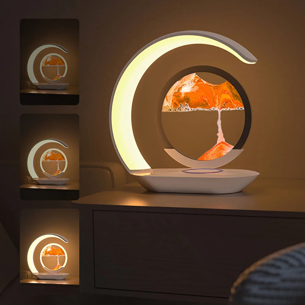 SandGlow™ Sand Art Lamp with Wireless Charger