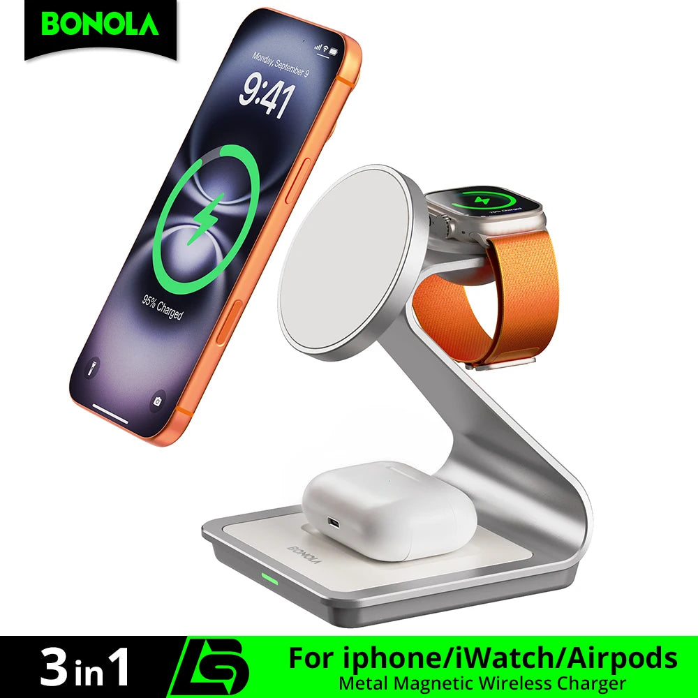 MagDock™ 3-in-1 Magnetic Wireless Charging Station