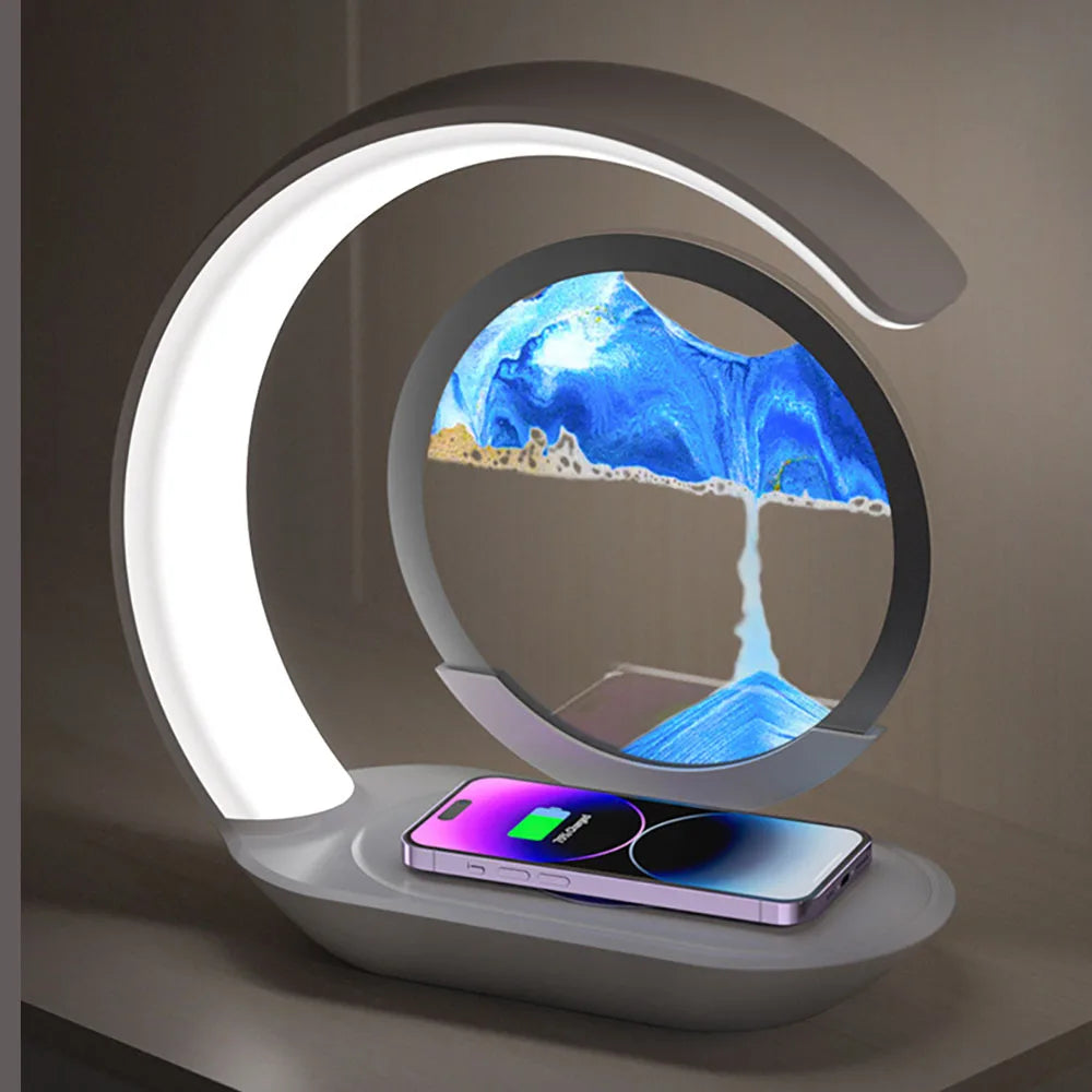 SandGlow™ Sand Art Lamp with Wireless Charger