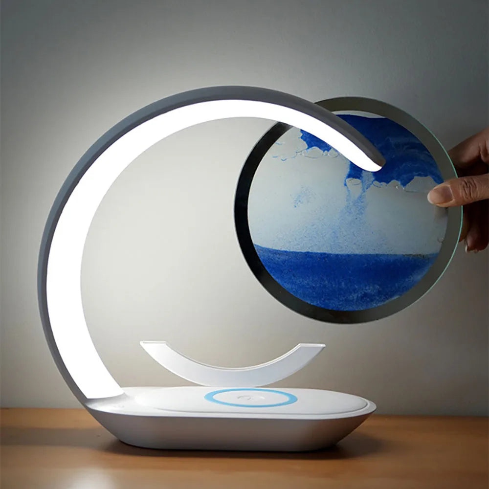 SandGlow™ Sand Art Lamp with Wireless Charger