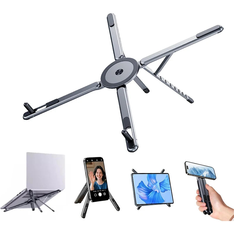 FlexRise™ Foldable Multi-Device Stand – 8-Level Height, Phone, Tablet & Laptop
