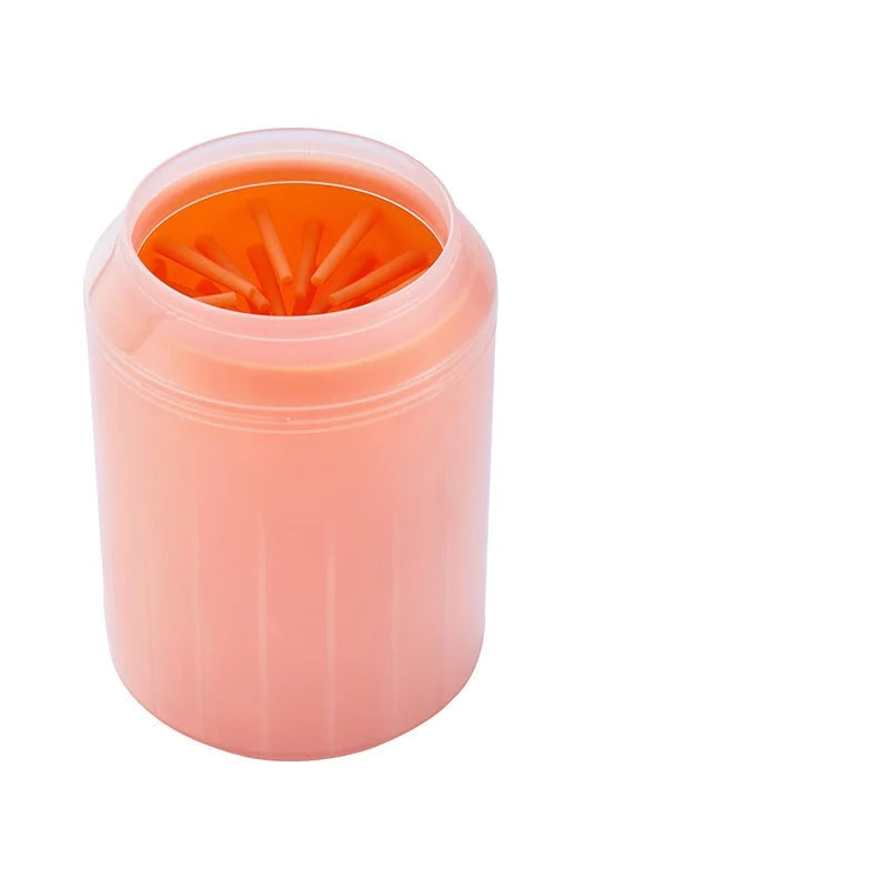 Pink cylindrical container with a lid on a white background