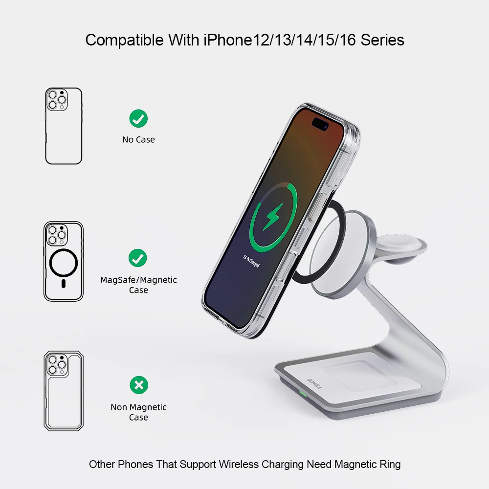 MagDock™ 3-in-1 Magnetic Wireless Charging Station