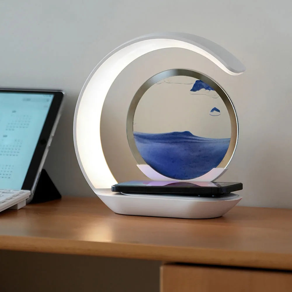 SandGlow™ Sand Art Lamp with Wireless Charger