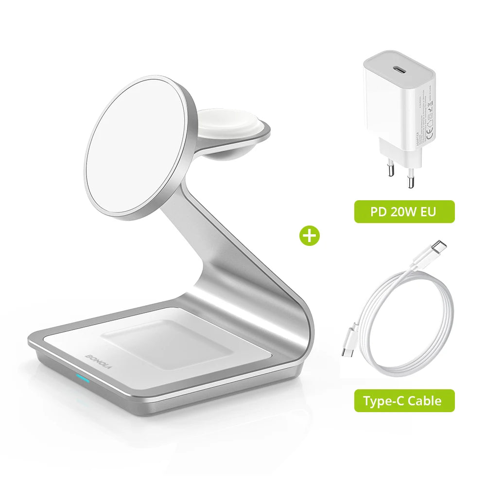MagDock™ 3-in-1 Magnetic Wireless Charging Station