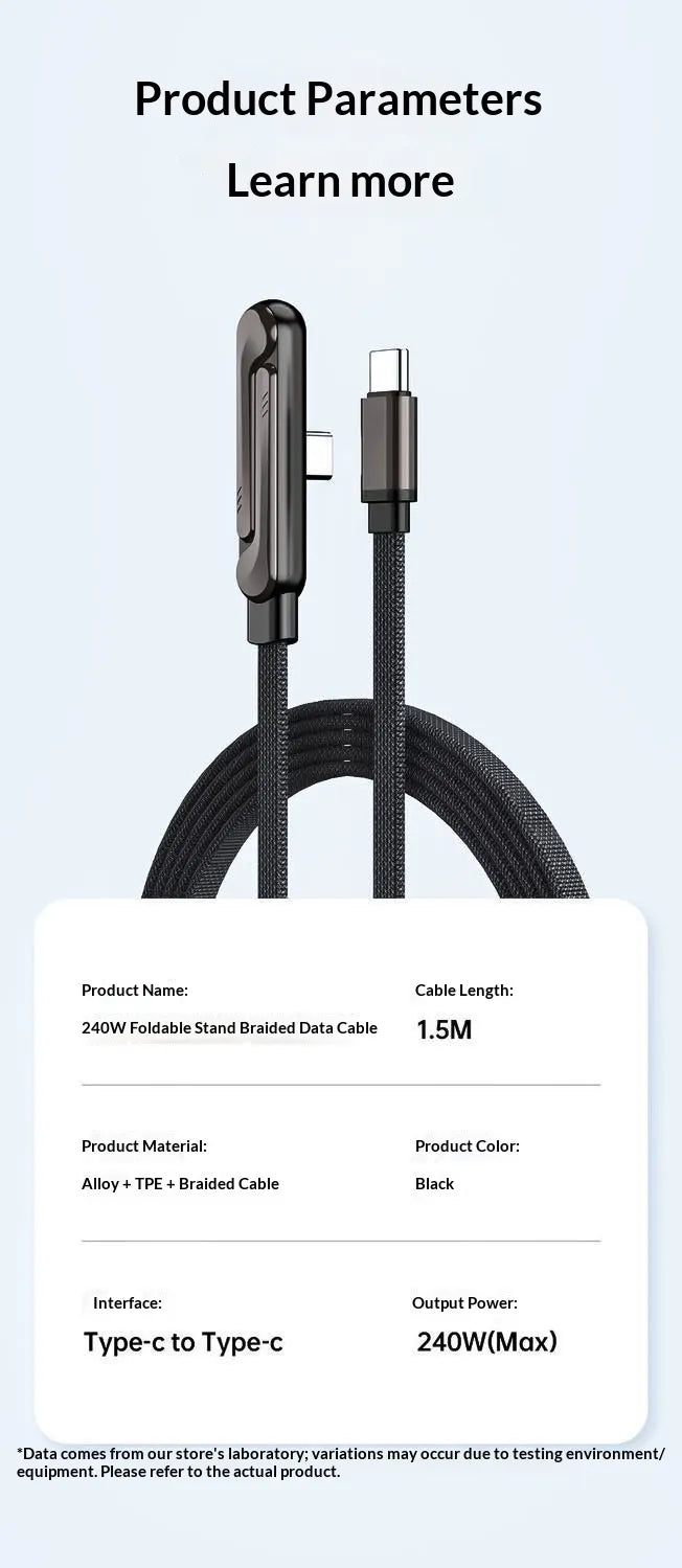 SPARKFLOW 2-in-1 Foldable Stand 240W Fast Charging Cable