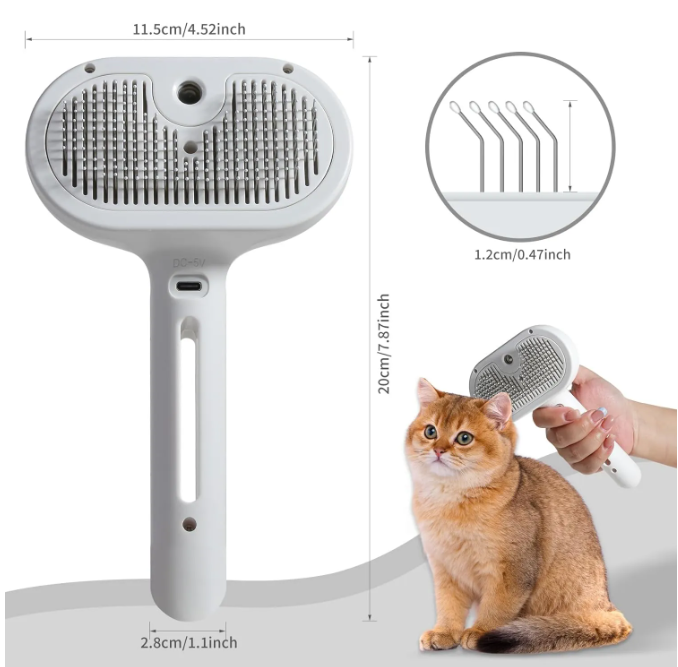 Pet Hair Spray Brush – 2-in-1 Grooming & Detangling Sprayer