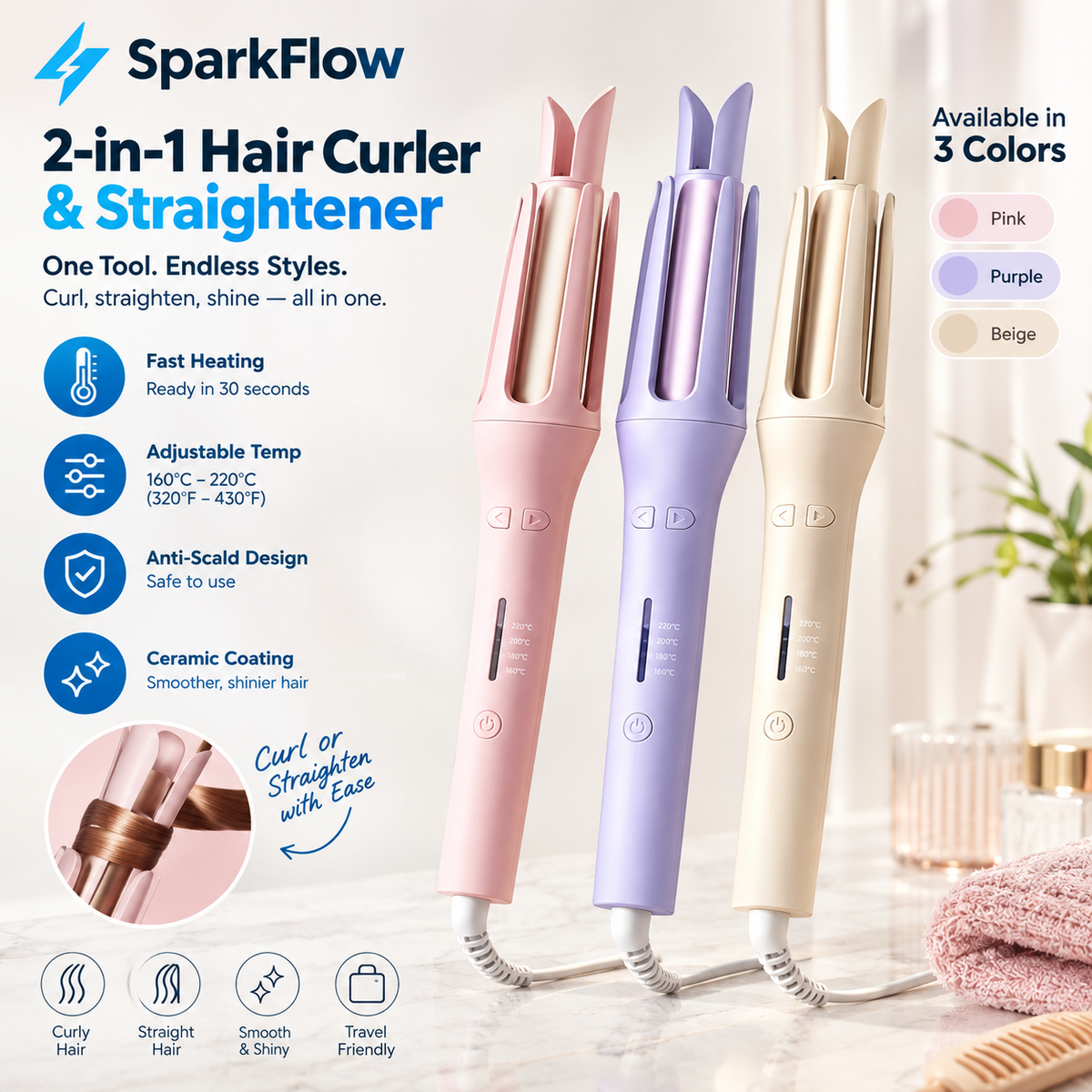 Automatic hair curler styling curly hair