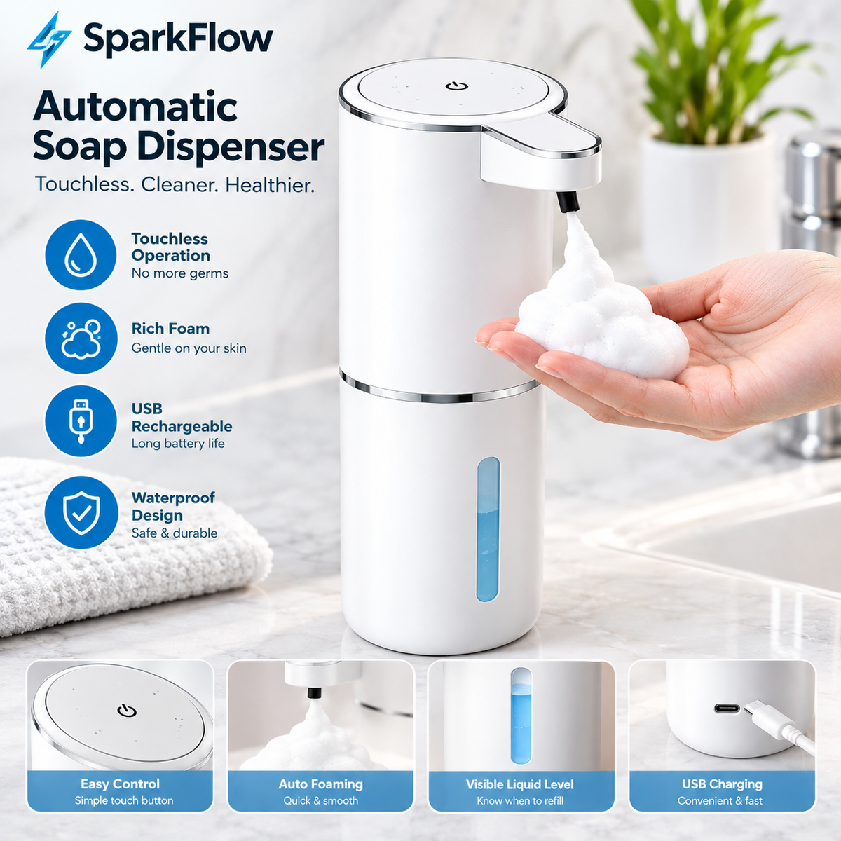 PureFlow™ Touchless Rechargeable Soap Dispenser