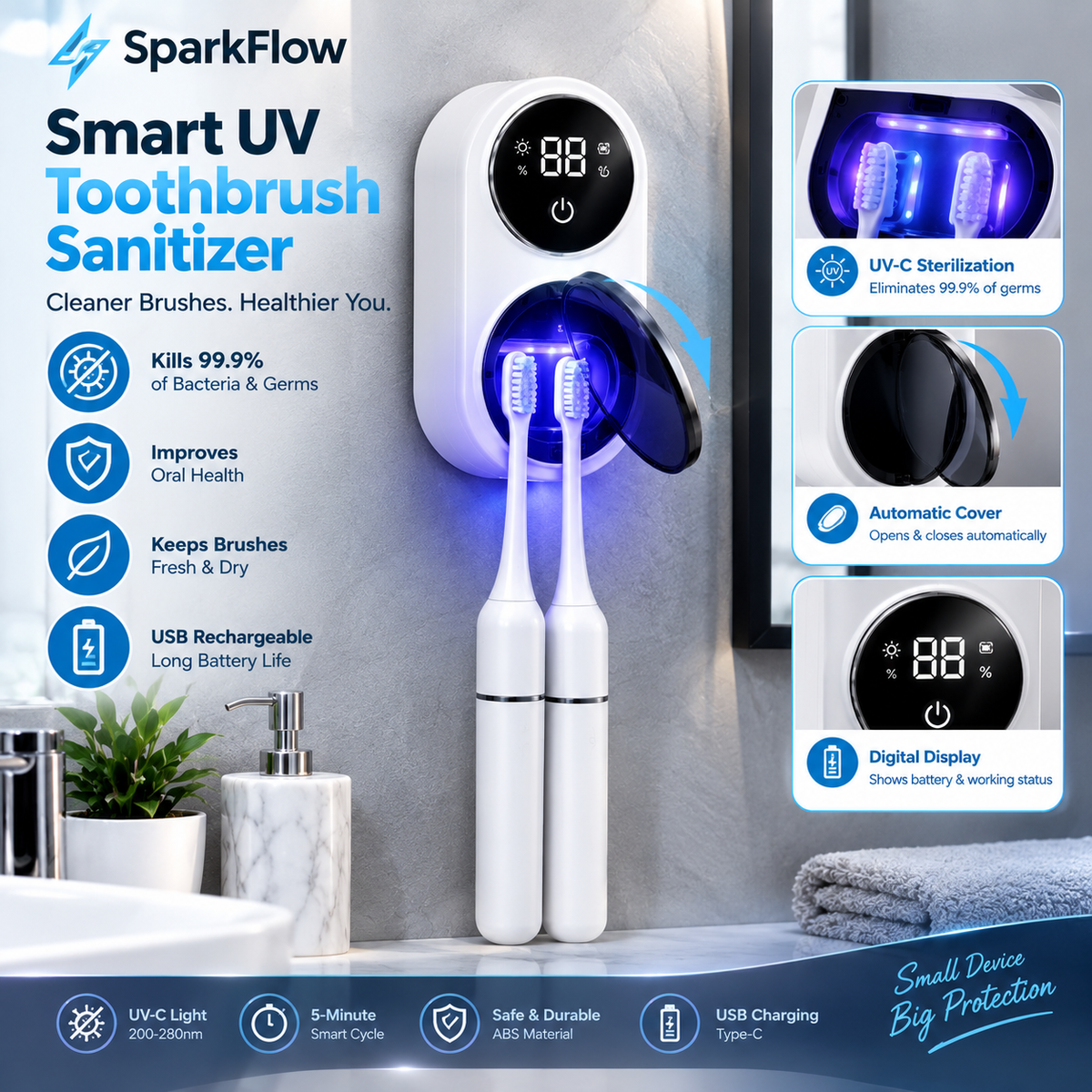BrushGuard™ UV Toothbrush Sanitizer