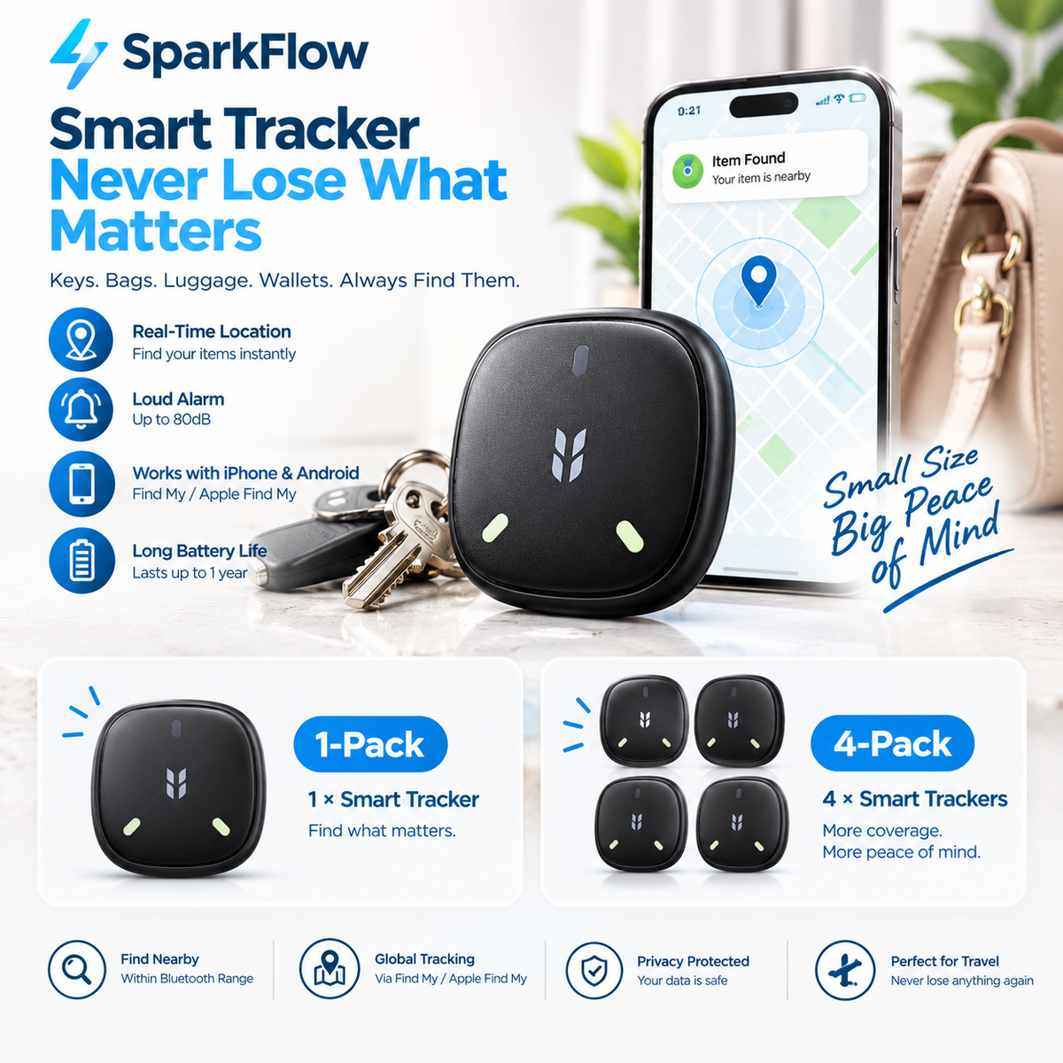 KeyNest™ Mini Bluetooth Tracker for Keys & Bags