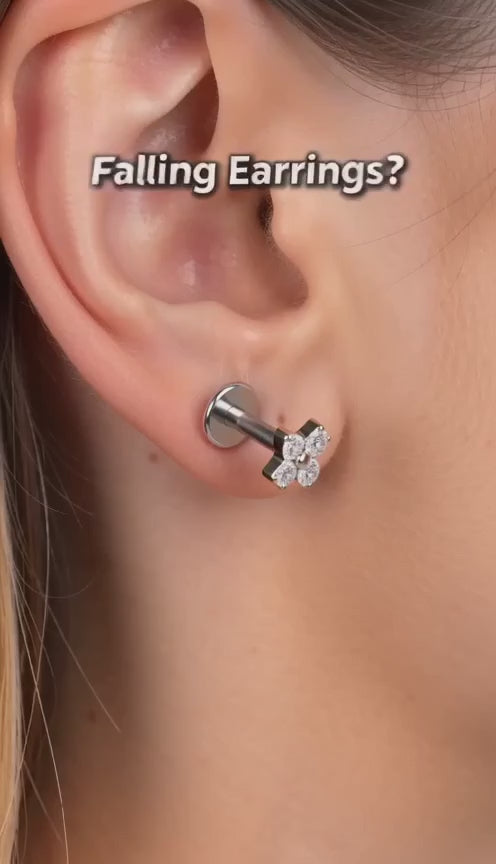 LuxeCartilage™ Four-Leaf Flat Back Stud | 16G Titanium