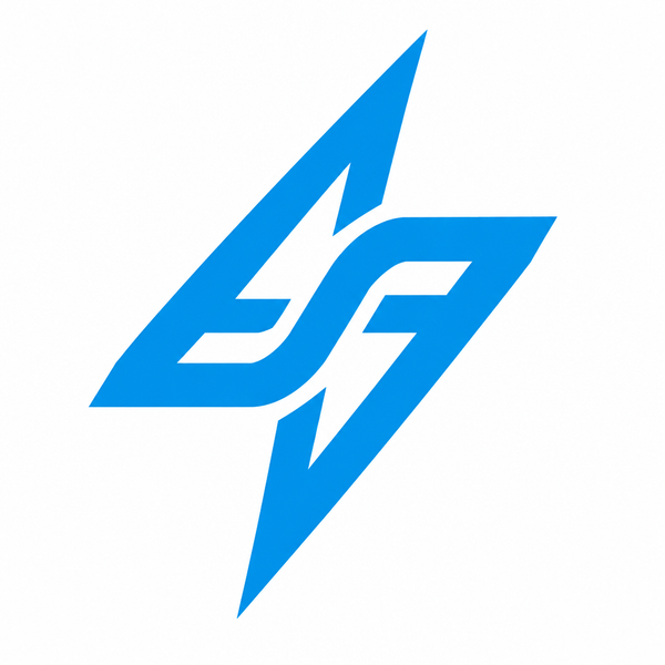 رمز SparkFlow بالأزرق على خلفية بيضاء